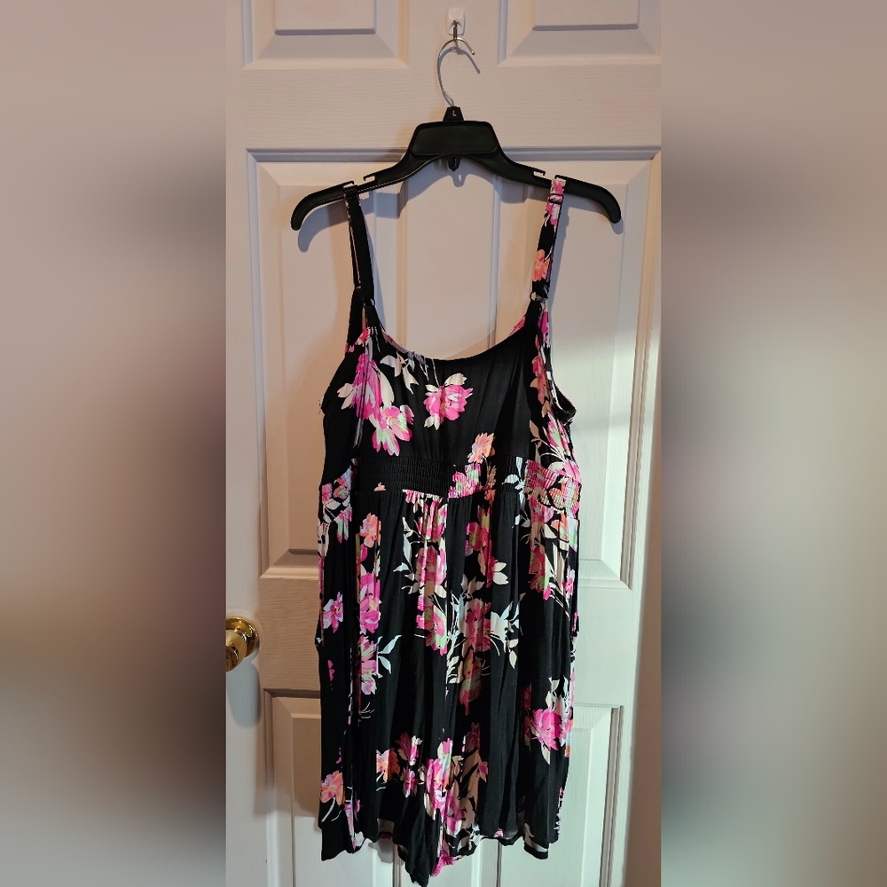 SOLD ~ Size 3 Torrid black and pink romper with adjustable straps